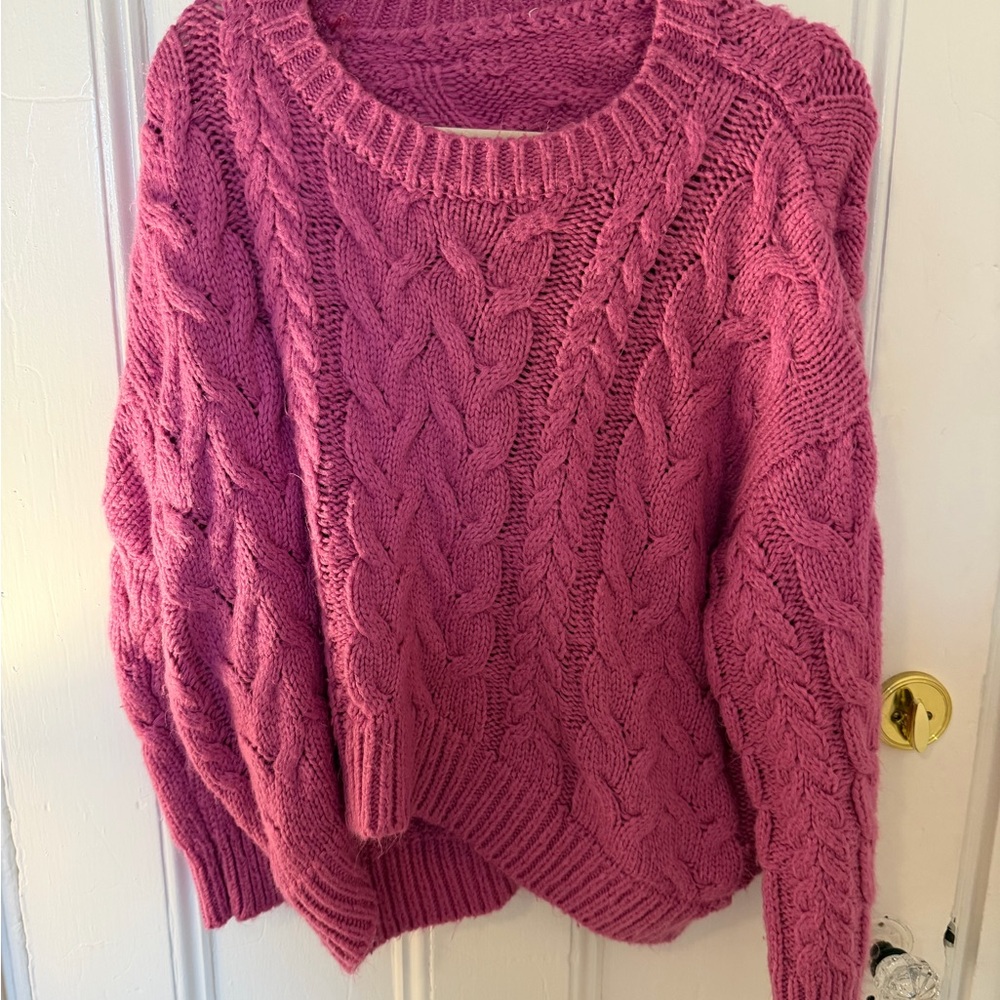 Cozy Pink Cable Knit Sweater